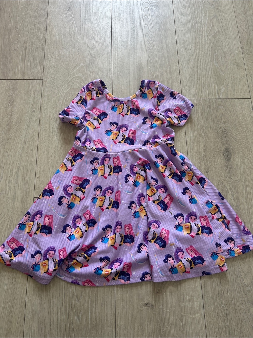 Girls' Lavender K POP DEMON HUNTER short-Sleeve Twirl Dress
